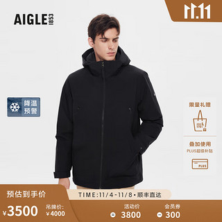 AIGLE艾高20户外保暖轻盈舒适休闲时尚棉服男士外套 黑色 AQ411 M(175/92A)