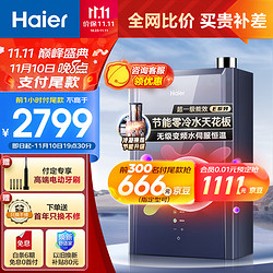 Haier 海尔 16升燃气热水器天然气 超一级能效零冷水 TSI增压洗 无级变频水伺服 一级静音