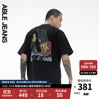ABLE JEANS2023北海怪兽联名牛仔贴布男士宽松短袖TEE夏季T恤781140 黑色 XS