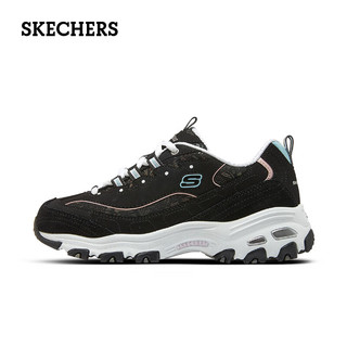 SKECHERS 斯凯奇 女鞋秋冬熊猫鞋复古厚底缓震老爹鞋黑色时尚休闲运动鞋子百搭