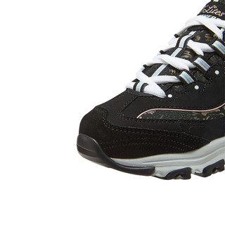 SKECHERS 斯凯奇 女鞋秋冬熊猫鞋复古厚底缓震老爹鞋黑色时尚休闲运动鞋子百搭