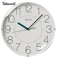 天王星（Telesonic）挂钟12英寸日式简约挂钟家用客厅时钟装饰石英钟卧室时钟表 Q0732-1白色30.5厘米