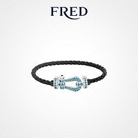 FRED 斐登 FORCE 10系列 0B0173-6B0275 几何18K白金宝石手绳 15cm 黑色