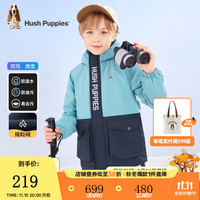 暇步士(Hush Puppies)童装儿童厚风衣男童女童秋冬季男女大童舒适摇粒绒风衣 星空蓝 110cm
