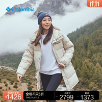 哥伦比亚户外银点旅行保暖中长款时尚鸭绒羽绒服WE0994 278米白色(23年) S(170/92A)