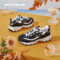 SKECHERS 斯凯奇 女鞋2023印花熊猫鞋休闲鞋女厚底增高老爹鞋秋冬透气运动鞋子