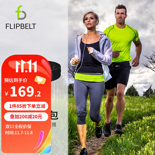 Flipbelt经典款运动腰包 跑步男女多功能户外登山骑行贴身手机腰包 经典黑 M(80-89cm)