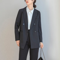 2023黑色西装套装外套女春秋韩版宽松休闲职业面试气质小西服
