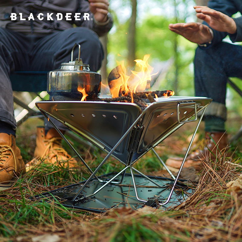 BLACKDEER 黑鹿 焚火架不锈钢野餐烤架折叠便携冬季生碳取暖柴火家用烧烤炉