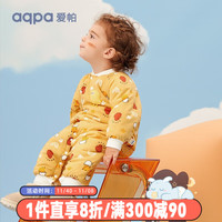 aqpa 婴儿棉服连体衣冬季夹棉宝宝连帽保暖厚服新生儿衣服棉衣 毛绒小鸡(黄) 90cm