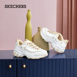 SKECHERS 斯凯奇 女鞋小白鞋老爹鞋女休闲运动鞋厚底内增高保暖 66666214 白色/自然色/WNT 37.5