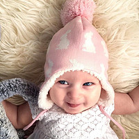 Twinklebelle 儿童秋冬帽子 针织护耳帽男女童保暖冬帽婴儿宝宝加绒帽 兔子姐妹 L(3岁-6岁)