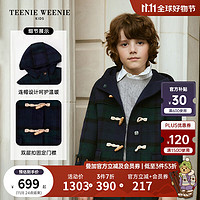 Teenie Weenie Kids小熊童装男女童双面呢连帽大衣 绿色格纹 120cm