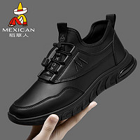 Mexican 稻草人 男鞋休闲鞋子男皮鞋男士跑步运动鞋 106D1008 黑色 44