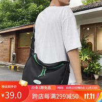 布兰奴原创ins简约文艺单肩斜挎包帆布包女通勤休闲百搭饺子包 黑色