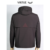 Virtue 富绅 轻奢男士冲锋衣春秋季休闲飞行员夹克外套男连帽上衣