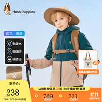 暇步士(Hush Puppies)童装儿童冬装外套男女童冬季男女大童简约加绒保暖风衣 燕麦卡其 160cm(偏大一码)