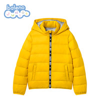 Baleno Junior 班尼路童装秋冬男童字母连帽外套棉服加厚棉袄棉衣中大童保暖 12Y 太阳黄 110cm