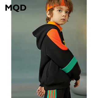MQD 马骑顿 童装男童套装连帽冬季新款连帽儿童加厚保暖运动两件套潮 黑色 140cm