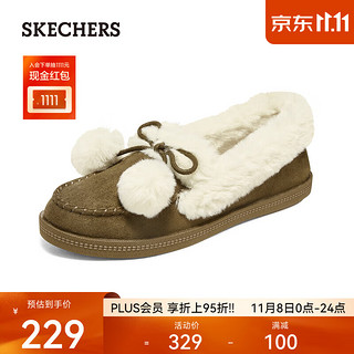 斯凯奇（Skechers）女子一脚蹬单鞋毛毛鞋169000 巧克力色/CHOC 35