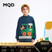 MQD 马骑顿 童装男大童时髦图案卫衣23冬新款贴布绣上衣潮 藏蓝 140cm