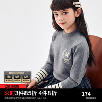 Mini Peace MiniPeace太平鸟童装冬秋新女童线套衫F2EED4A25 灰色 150cm