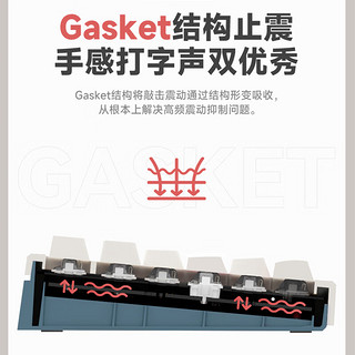 XINMENG 新盟 TECHNOLOGY）X87客制化机械键盘Gasket结构有线RGB热插拔电竞游戏笔记本办公 海雾蓝-混光 茶轴