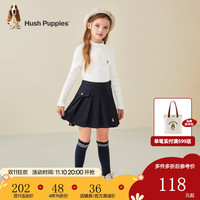 暇步士(Hush Puppies)童装儿童秋季打底衫女大童简约舒适 本白 110cm