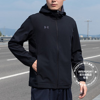 安德玛（UNDERARMOUR） 官网外套男 秋季晨练跑步训练运动服防风休闲连帽开衫夹克 22600401-001/加绒保暖/梭织防风 XL(180/100A)