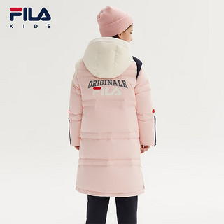 FILA 斐乐童装儿童棉羽女中大童连帽保暖长款羽绒服 萝莉粉-PK 165