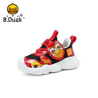 B.Duck bduck小黄鸭童鞋儿童运动鞋春秋2023红色男童鞋子网面透气