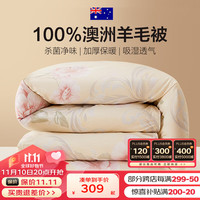 博洋澳洲羊毛被子冬季保暖被芯双人加大春秋被 加厚冬【100%澳毛+A类抑菌】花意 220*240cm