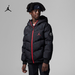 nike耐克jordan官方耐克乔丹儿童大童男童印花连帽羽绒服夹克外套fb