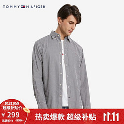 【省56元】汤米·希尔费格男上装_TOMMY HILFIGER 汤米·希尔费格 秋冬男装纯棉府绸格纹尖角扣绣标合身版长袖衬衫外套21660 ...