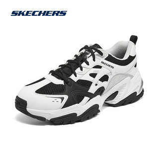 SKECHERS 斯凯奇 男鞋秋季新款老爹鞋舒适百搭休闲鞋 黑色/白色 40码