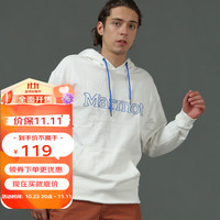 土拨鼠(Marmot)秋冬运动柔软休闲印花logo圆领带帽套头卫衣男户 白色080 XXL 欧码偏大
