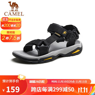 CAMEL 骆驼 户外沙滩潮流平底休闲男士凉鞋子 A822162412 黑色 41