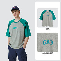 Gap 盖璞 男女装插肩袖廓形水洗棉T恤LOGO美式夏季615521休闲运动上衣 绿色 180/96A(M)