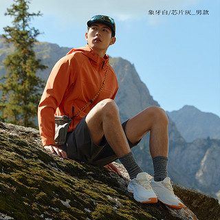 安踏探野丨运动鞋男鞋登山户外冬季跑步鞋子男运动减震耐磨增高 象牙白/芯片灰-1 8(男41)