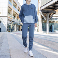 彪马（PUMA）运动套装男 连帽套头衫卫衣 针织休闲裤小脚裤长裤 672497-18 XL(185)