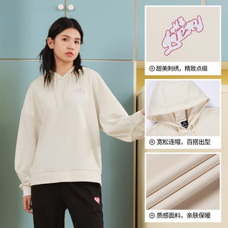 361° 361度运动卫衣女连帽套头卫衣宽松休闲上衣 剥落漆白 M