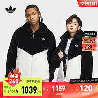 adidas 阿迪达斯 三叶草男女款人造毛皮运动夹克外套IN0981 黑色/汉玉白 A/XS