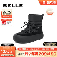 百丽潮流雪地靴女23冬季棉鞋东北靴加绒短靴B1502DD3 黑色 36