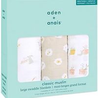 aden+anais Aden&Anna 日本正品 襁褓 3件套 新生儿 夜哭对策 纱布 宝宝 出生贺礼 婴儿 礼物 aden + anais year of the 兔ASWC30008 120 x 120cm 平纹细布 棉 襁褓