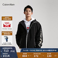 Calvin Klein  Jeans春秋男女中性印花户外运动连帽夹克外套J400203 BEH-太空黑 XS
