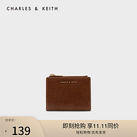 CHARLES & KEITH CHARLES&KEITH多卡位短款钱包包女包女士CK6-10680907 Chocolate巧克力色