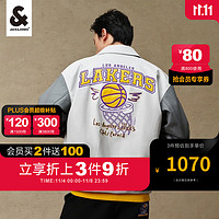 杰克·琼斯（JACK&JONES）NBA联名湖人队潮流宽松休闲撞色翻领棉服外套223409026 C42岩灰色 175/96A/M