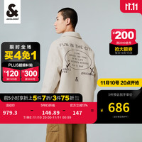 杰克·琼斯（JACK&JONES）2023冬潮流休闲廓形翻领毛呢字母刺绣夹克外套毛呢大衣223427007 月光灰A00 180/100A/L