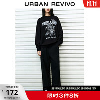 UR冬季女装时尚休闲基础百搭简约宽松宽腿裤UWV630038 正黑 XXS