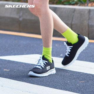 SKECHERS 斯凯奇 秋冬透气缓震运动轻便女子跑步鞋运动鞋女鞋 12615-BKW-C 黑色/白色 38